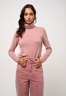 Pull Col Roulé Bise - Bois De Rose - 100% Cachemire 2 Fils - Femme