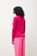 Pull Col Roulé Bise - Fuchsia - 100% Cachemire 2 Fils - Femme