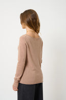 Pull Col Bateau Criou - Camel Chiné - 100% Cachemire 2 Fils - Femme