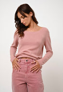 Pull Col Bateau Lanfon - Bois De Rose - 100% Cachemire 2 Fils - Femme