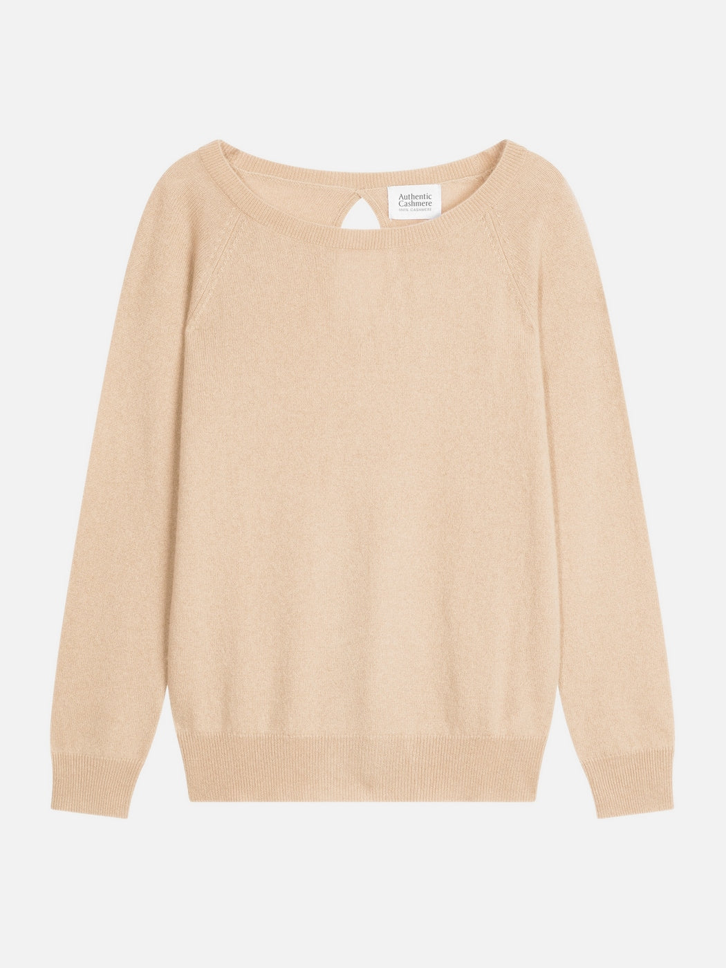 U-Boot-Ausschnitt-Pullover mit Tropfenausschnitt am Rücken - Dibona - Beige