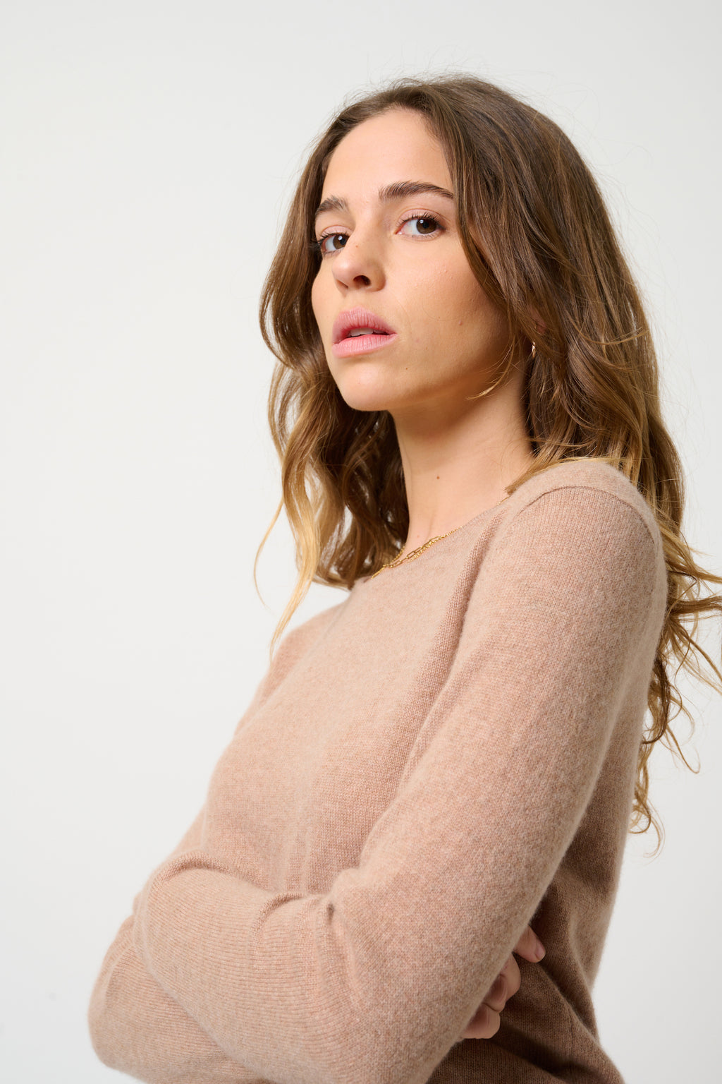 Crew-Neck Jumper - Epéna - Mottled Camel