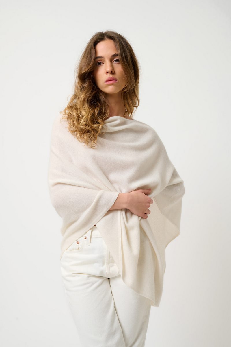 Poncho - 100% 2-Ply Cashmere - Ivory - Women