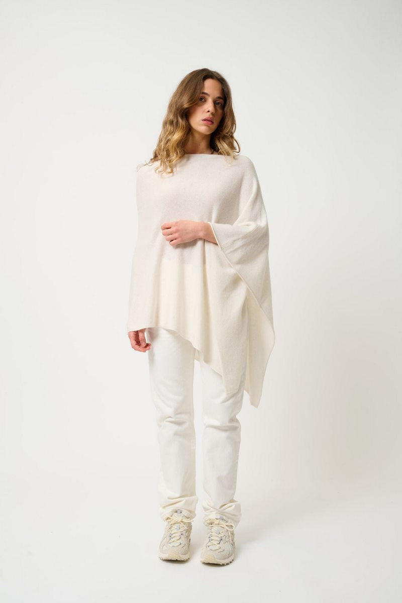 Poncho - 100% 2-Ply Cashmere - Ivory - Women