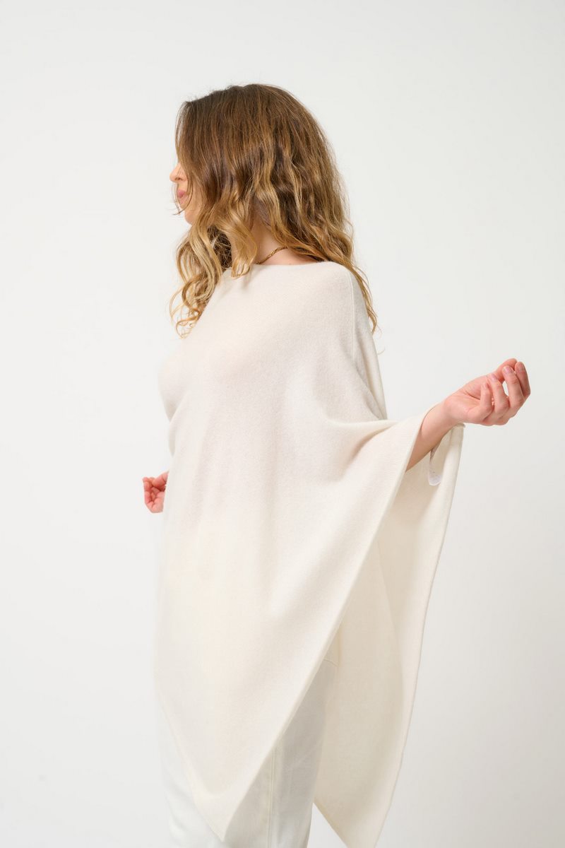 Poncho - 100% 2-Ply Cashmere - Ivory - Women