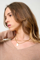 Pull Col V - Galise - Camel Chiné