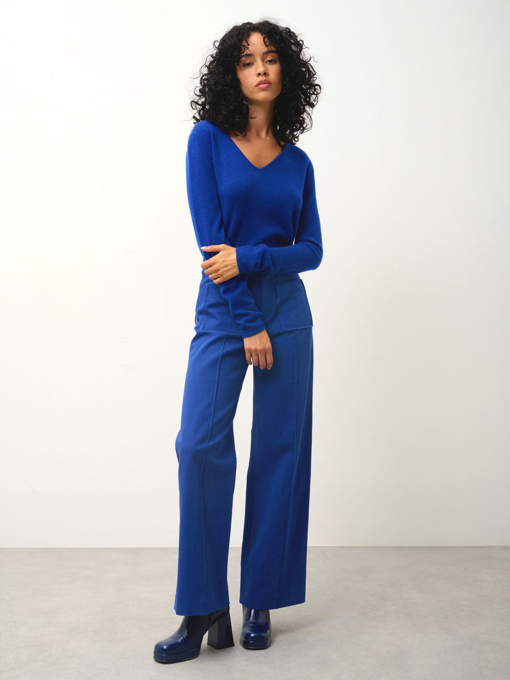 Jersey Cuello en V - Galise - Azul