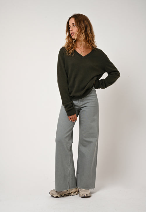 Pull Col V - Gardoria - Kaki