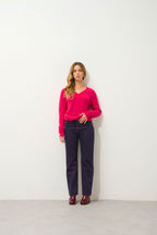 Jersey Cuello V - Gardoria - Fucsia