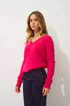 Jersey Cuello V - Gardoria - Fucsia