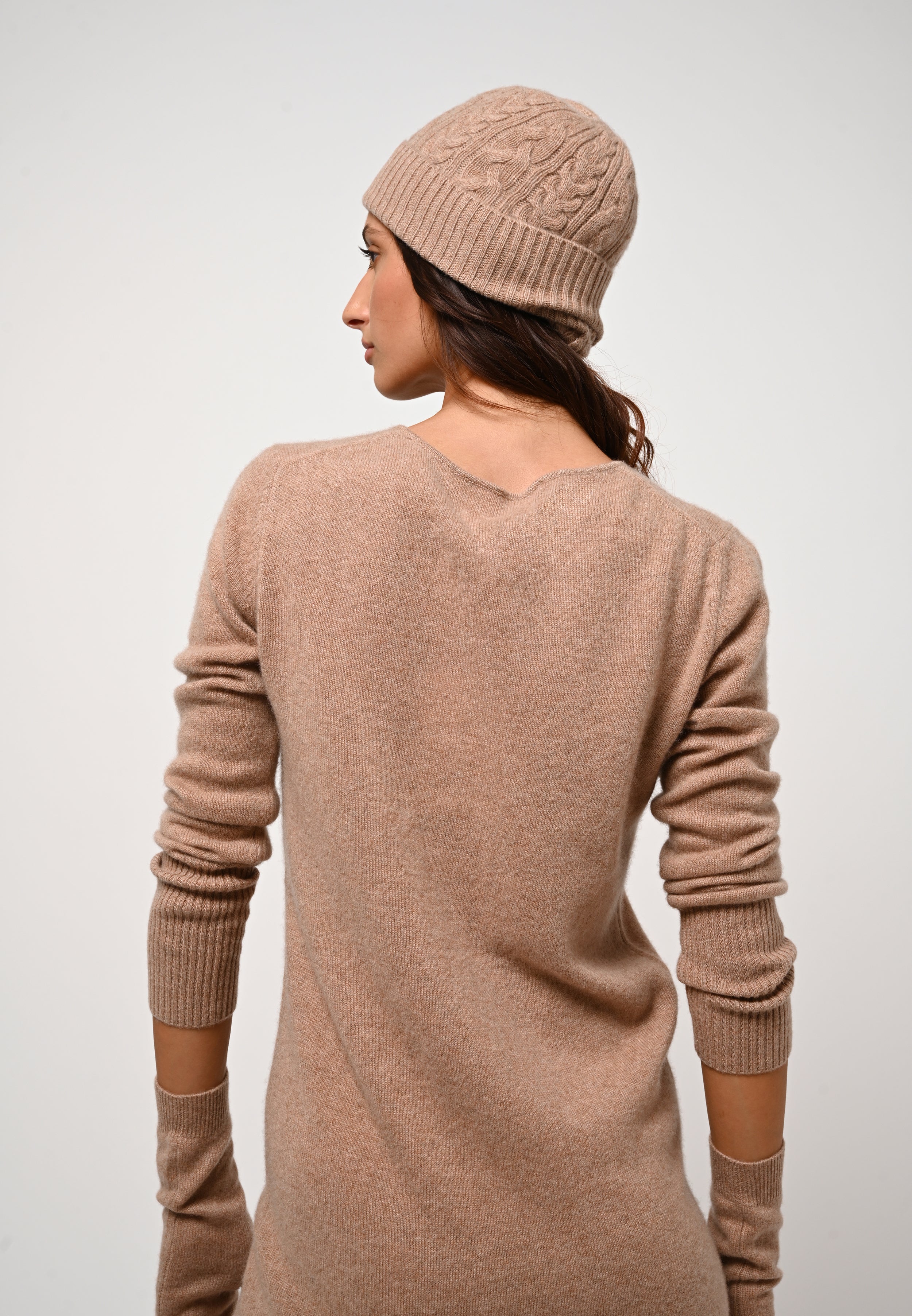 Vestido Cuello Redondo - Armet - Camel Jaspeado