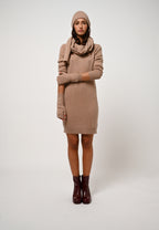 Round Neck Dress - Armet - Chiné Camel