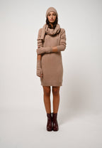 Vestido Cuello Redondo - Armet - Camel Jaspeado