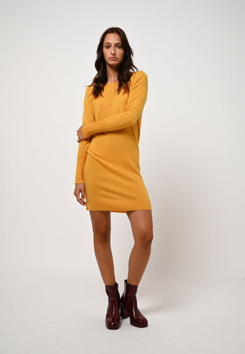 Authentic Cashmere - Vestido Armet Cuello Redondo - Turmeric - 100% Cachemira 2 Hilos - Mujer