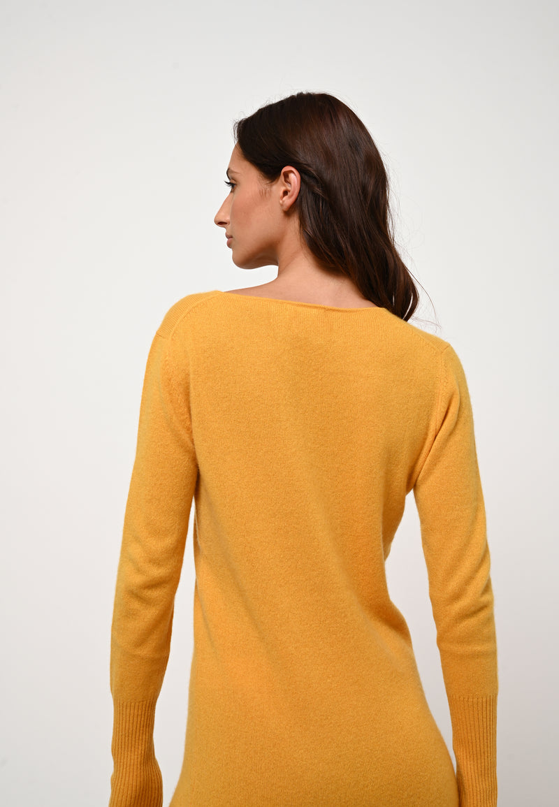 Authentic Cashmere - Vestido Armet Cuello Redondo - Turmeric - 100% Cachemira 2 Hilos - Mujer