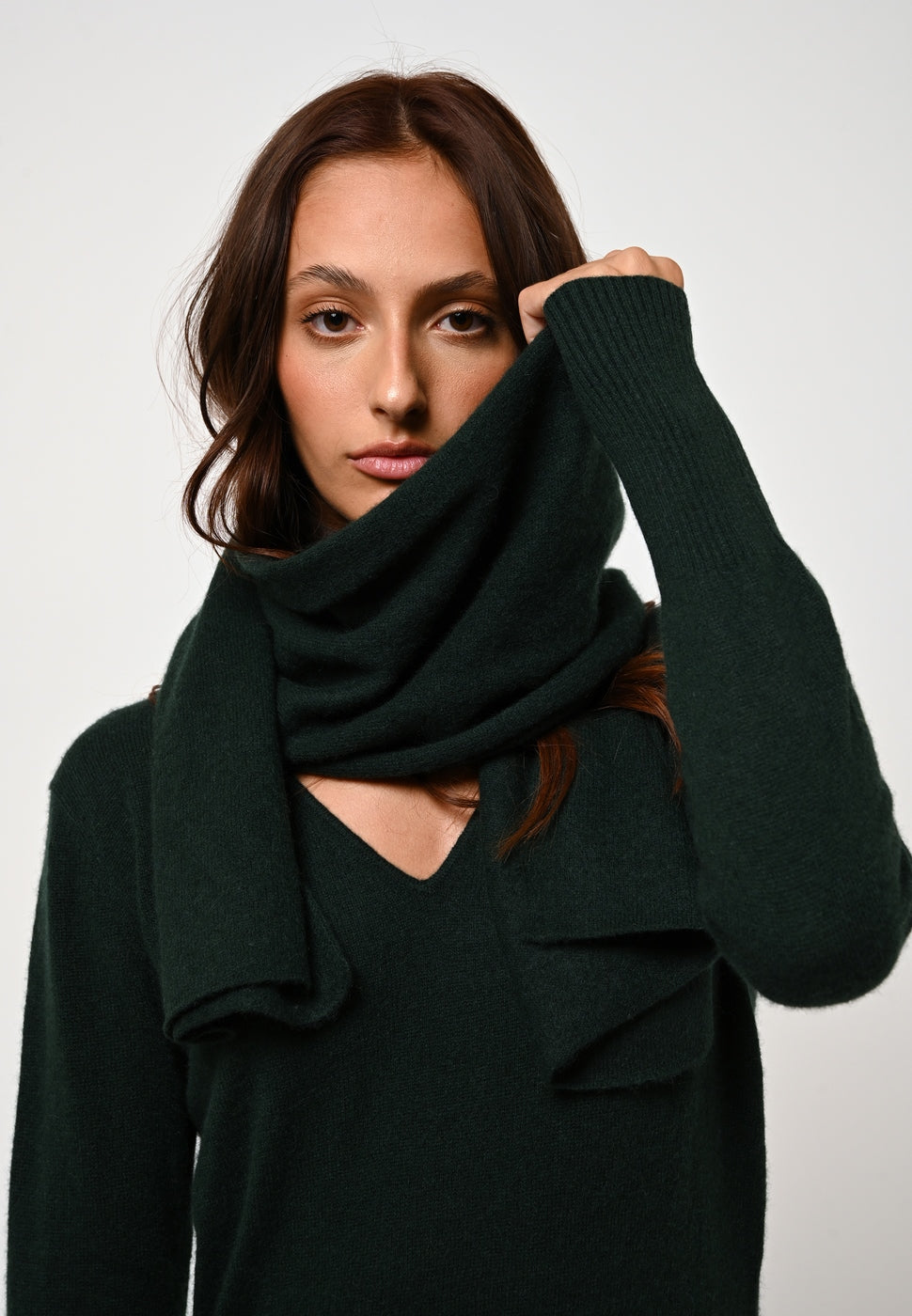 V-Neck Dress - Capelet - Cypress