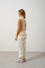 Jersey de cuello alto sin mangas - Capucha - Beige
