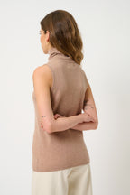 Jersey de cuello alto sin mangas - Capucin - Camel jaspeado