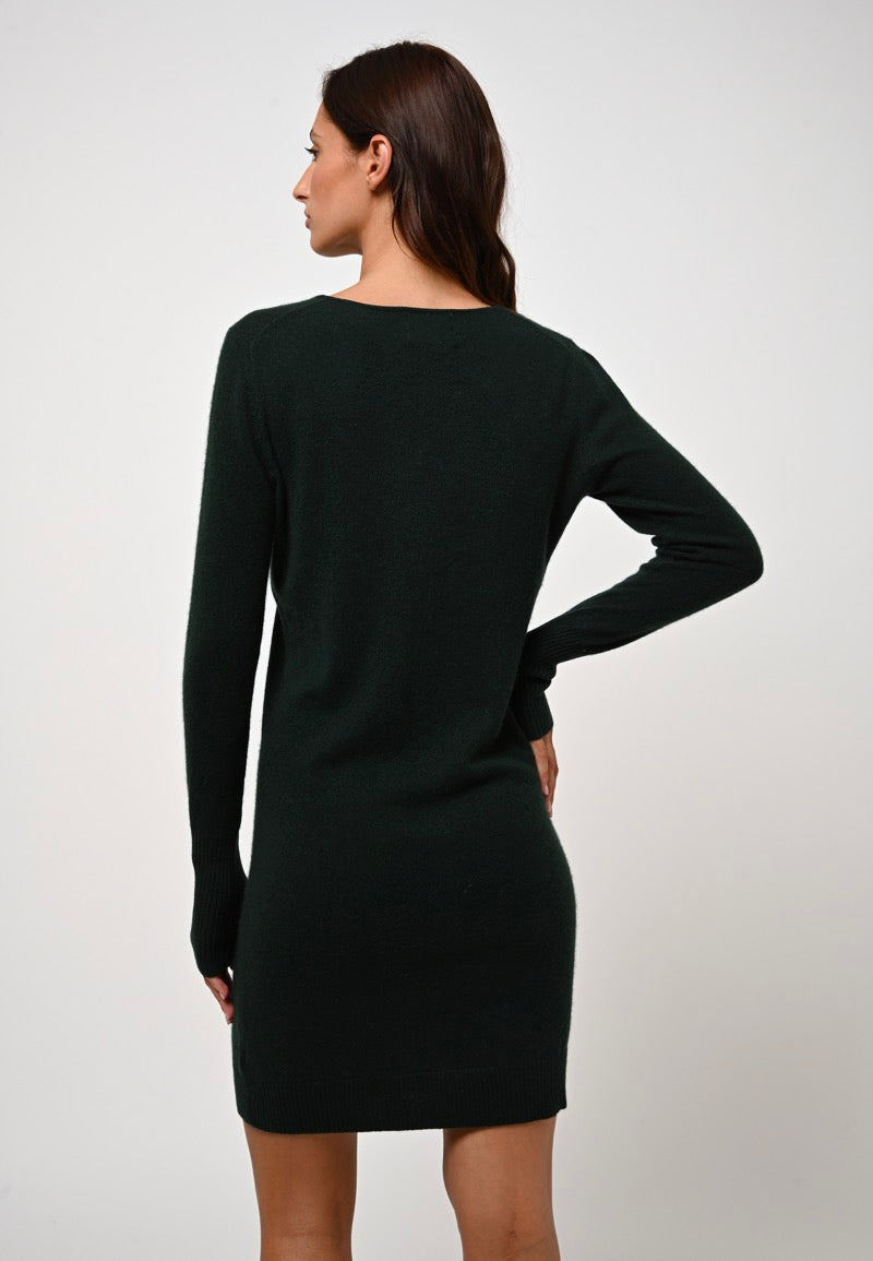 Pull Col Rond Boutonné Dos Estaris - Bois De Rose - 100% Cachemire 2 Fils - Femme