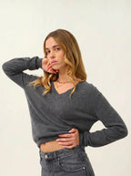 Pull Col V - Gardoria - Anthracite Chiné