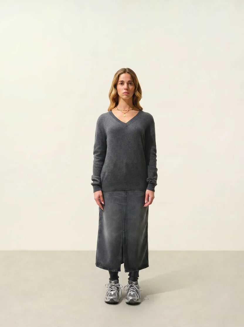 Pull Col V - Gardoria - Anthracite Chiné