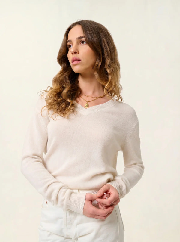 Jersey de cuello en V - Gardoria - Marfil