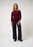Pull Col Rond Boutonné Dos - Estaris - Bordeaux