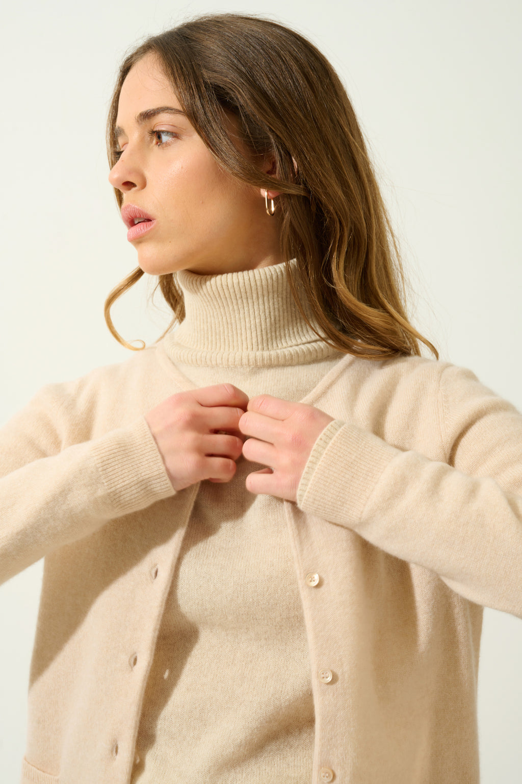Cárdigan Cuello Redondo - Caron - Beige