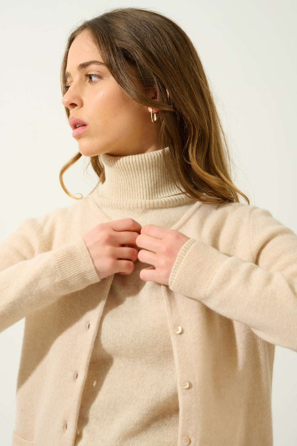 Cárdigan Cuello Redondo - Caron - Beige