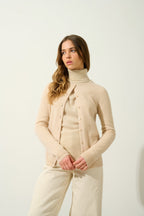 Cárdigan Cuello Redondo - Caron - Beige