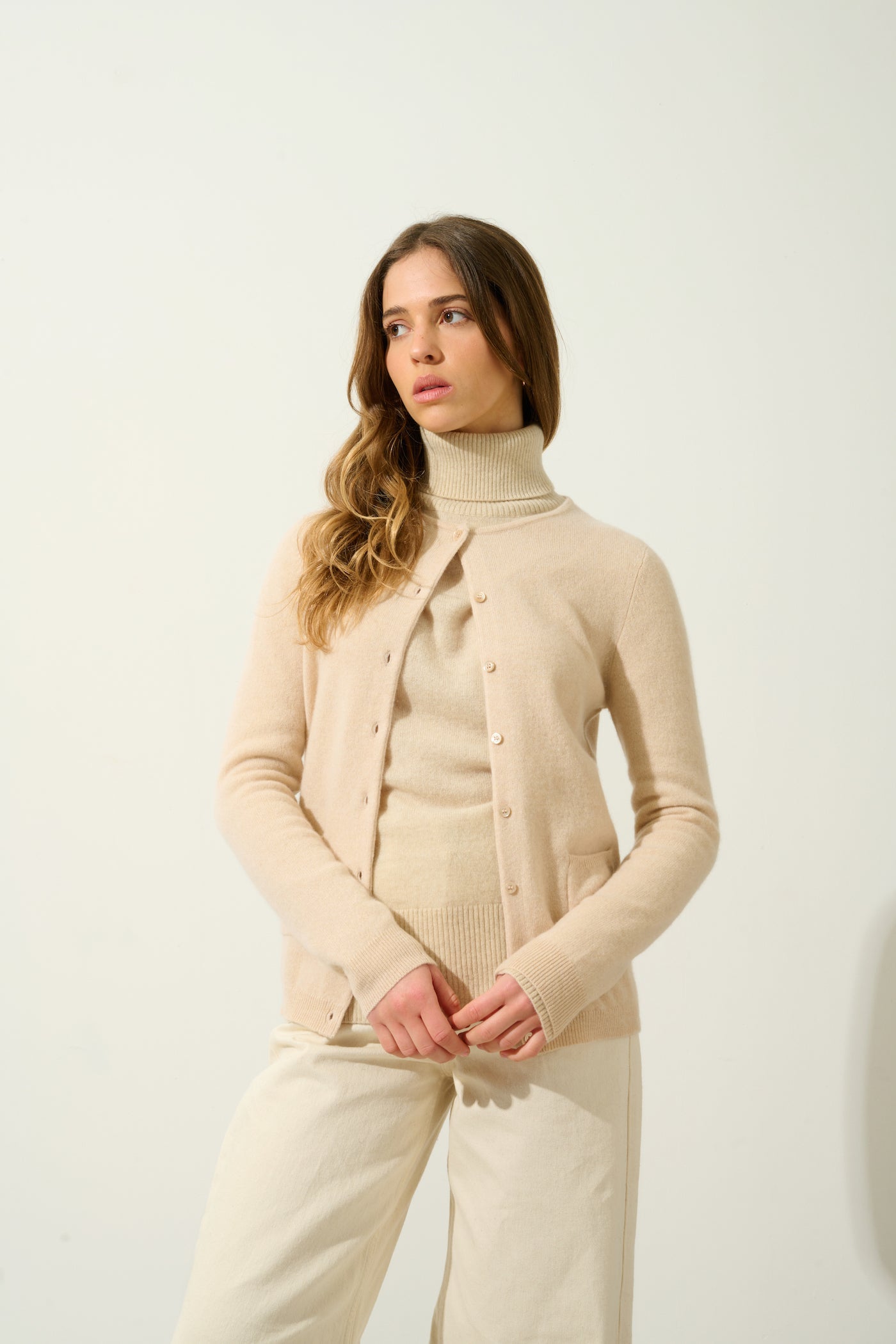 Cárdigan Cuello Redondo - Caron - Beige
