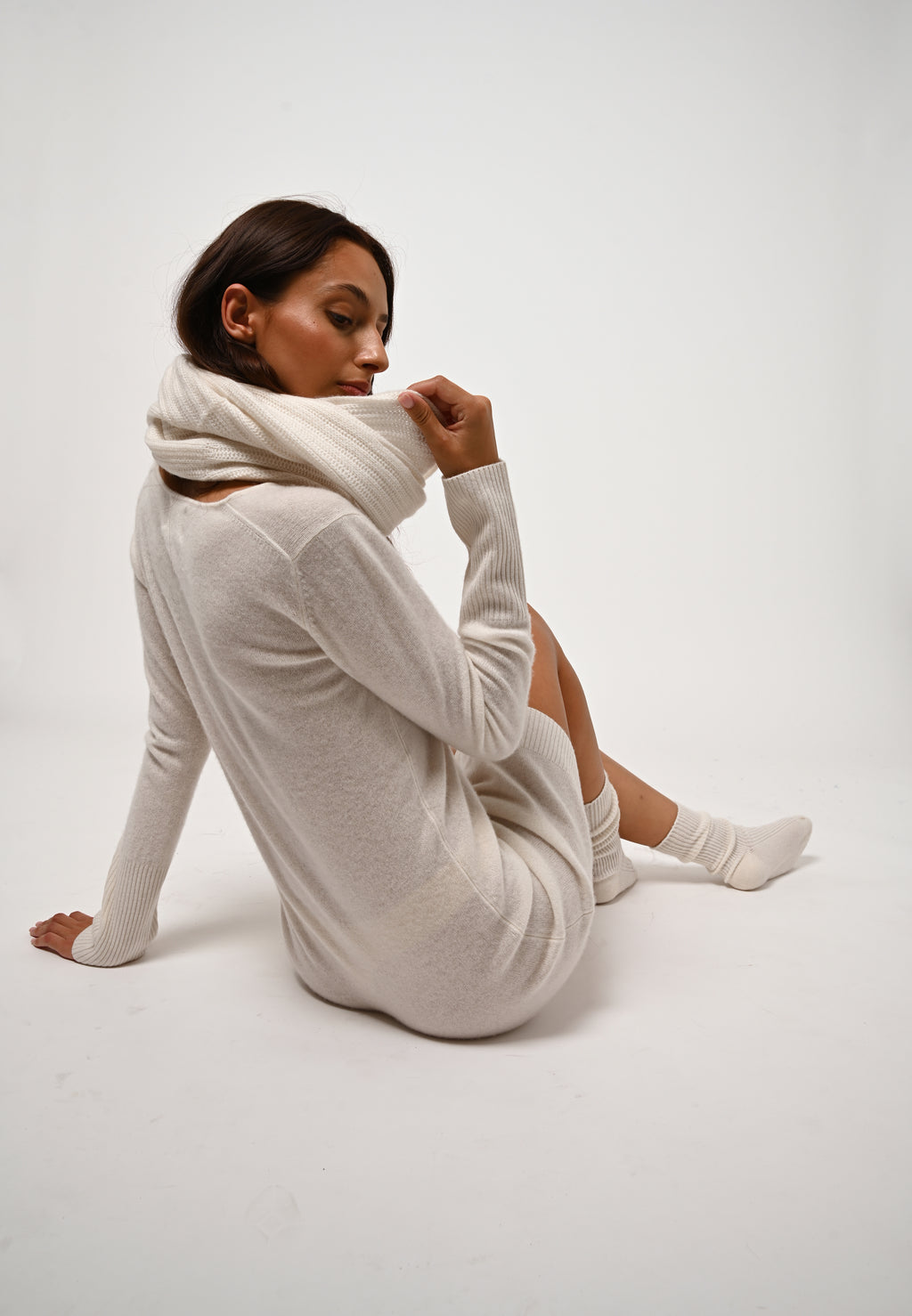 V-Neck Dress - Capelet - Ivory