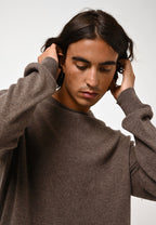 Round Neck Jumper - Aiglière - Heathered Taupe