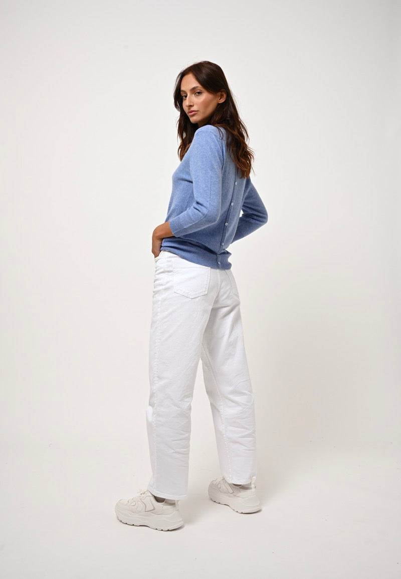 Pull Col Rond Boutonné Dos - Estaris - Sky
