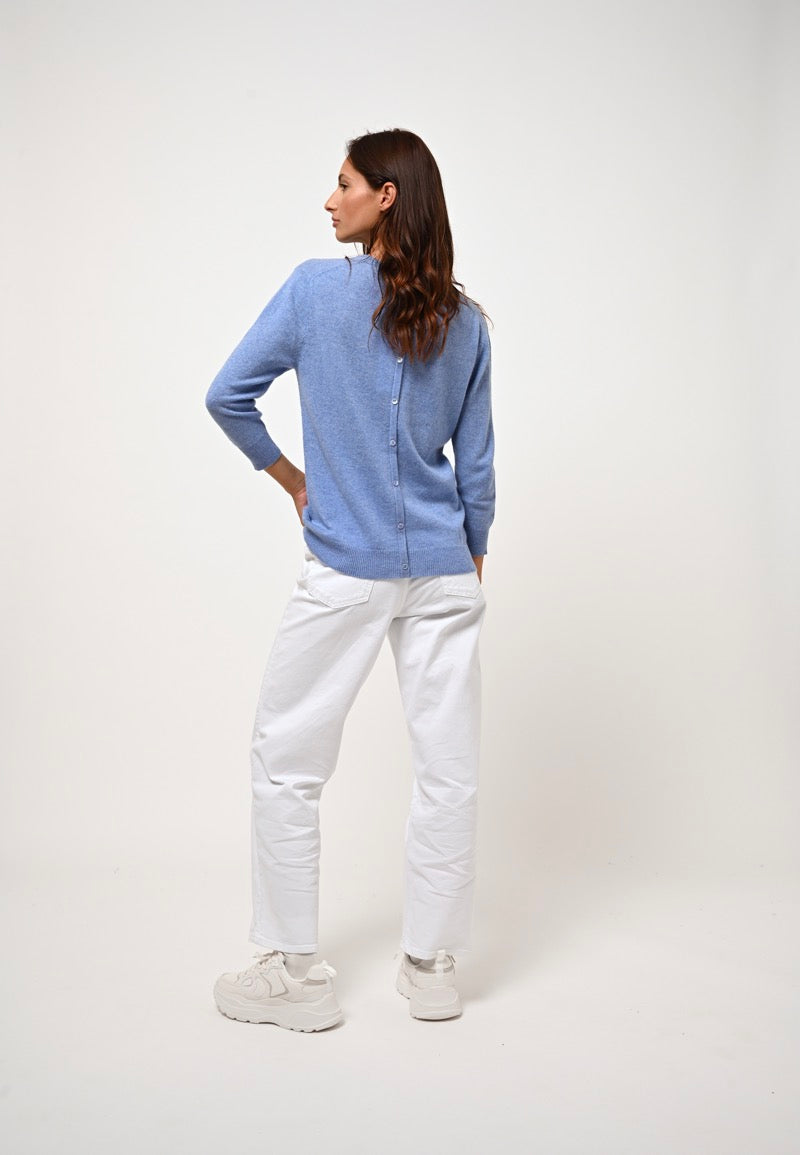 Pull Col Rond Boutonné Dos - Estaris - Sky