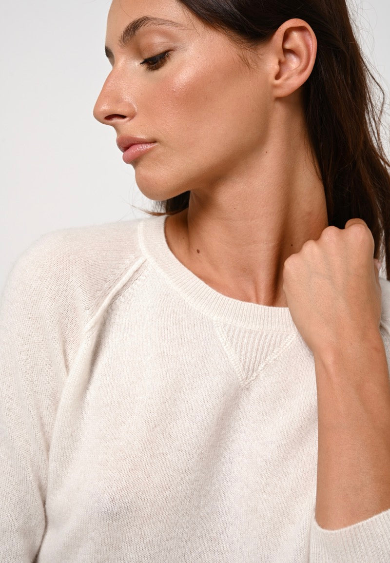 Round-Neck Jumper Etret - Ivory - 100% 2-Ply Cashmere