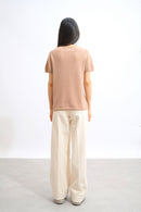 T-Shirt Col V - Kali - Camel Chiné