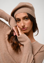 4-Ply Beret - Liwi - Camel Chiné