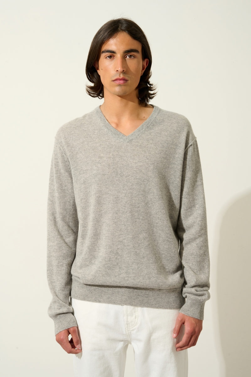 V-Neck Jumper - Timeo - Nuage Chiné
