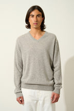 V-Neck Jumper - Timeo - Nuage Chiné