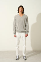 V-Neck Jumper - Timeo - Nuage Chiné