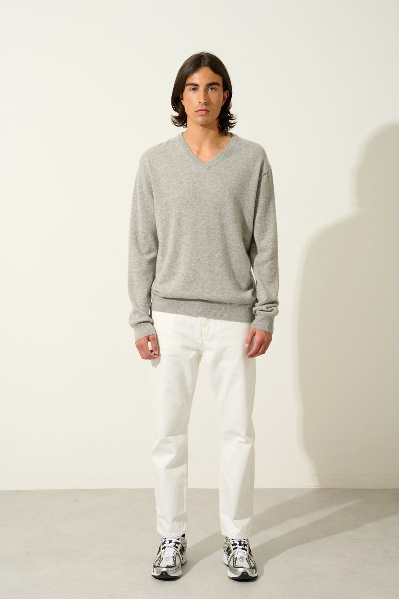 V-Neck Jumper - Timeo - Nuage Chiné