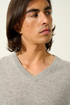 V-Neck Jumper - Timeo - Nuage Chiné