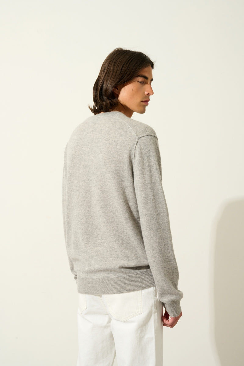 V-Neck Jumper - Timeo - Nuage Chiné