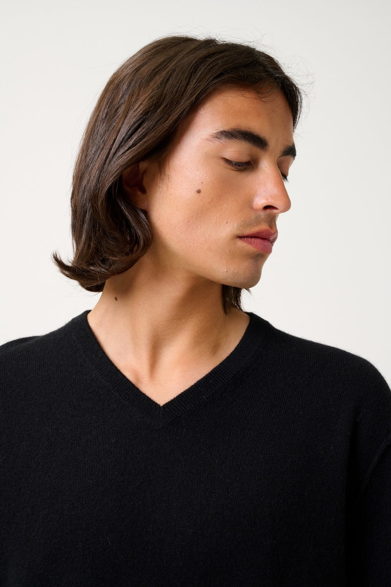 Jersey de cuello en V - Timeo - Negro