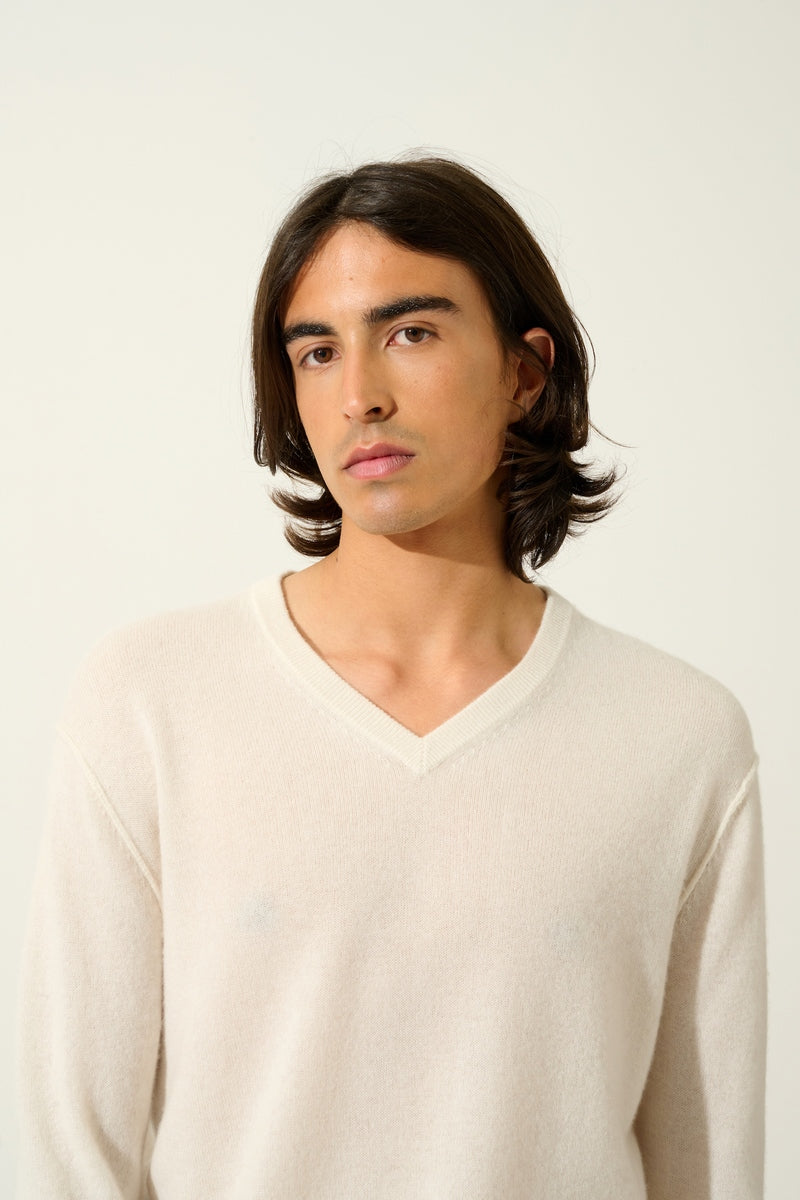 V-Neck Jumper - Timeo - Ivory