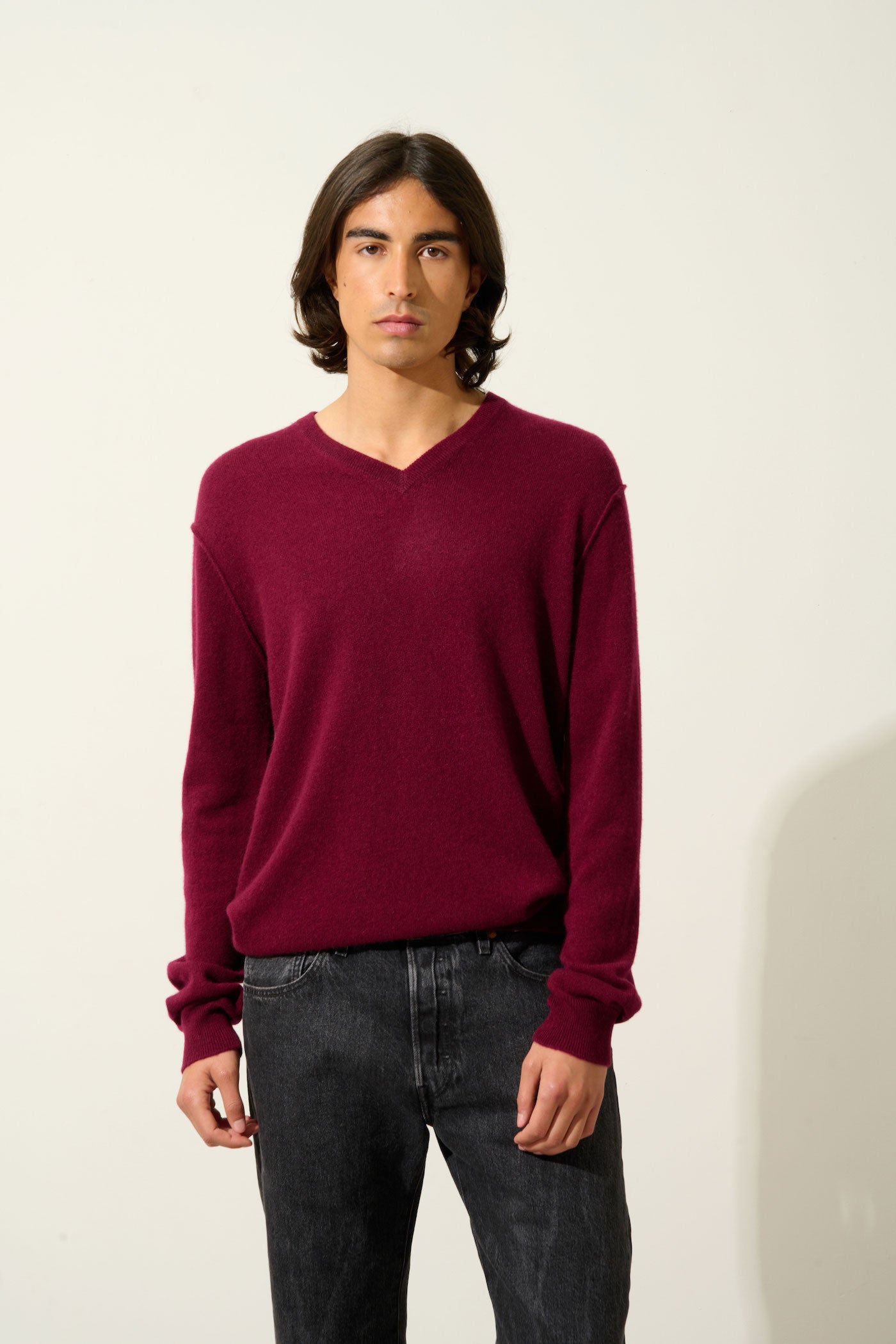 V-Neck Jumper - Timeo - Bordeaux
