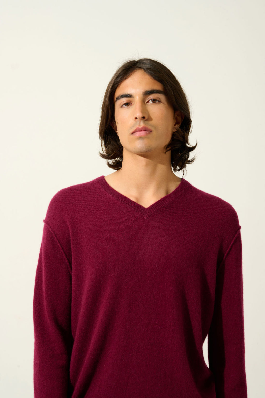 V-Neck Jumper - Timeo - Bordeaux