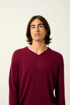 V-Neck Jumper - Timeo - Bordeaux