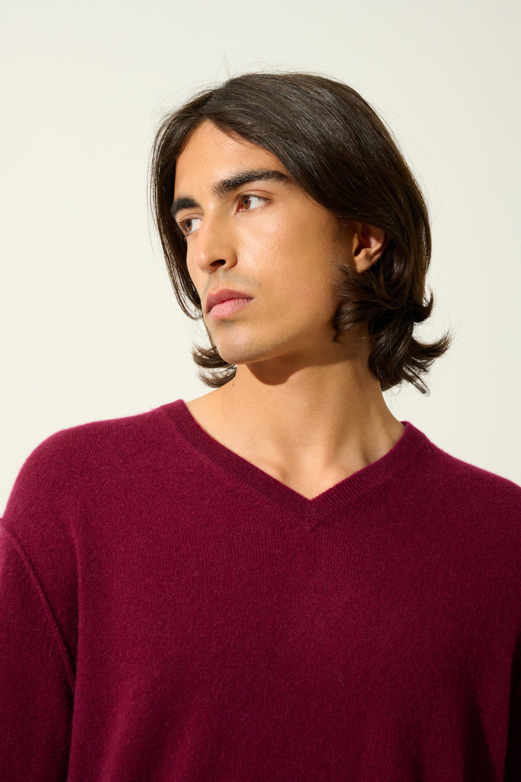 V-Neck Jumper - Timeo - Bordeaux